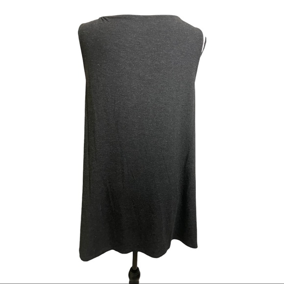 Eileen fisher round neckline side slit high low tank top grey black size small - Picture 5 of 12